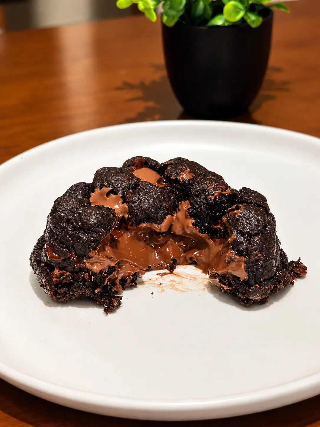 Double chocolate cookie with a molten center